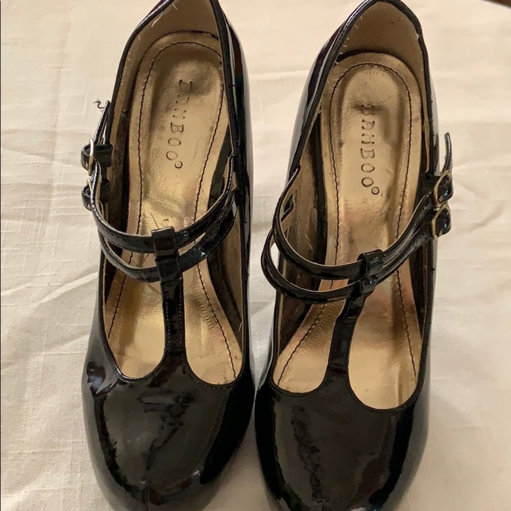 Black patent heels